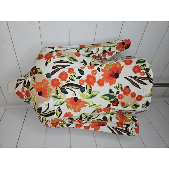Chico's Medium cream orange & green floral lightweight jacket - Picture 3 of 6